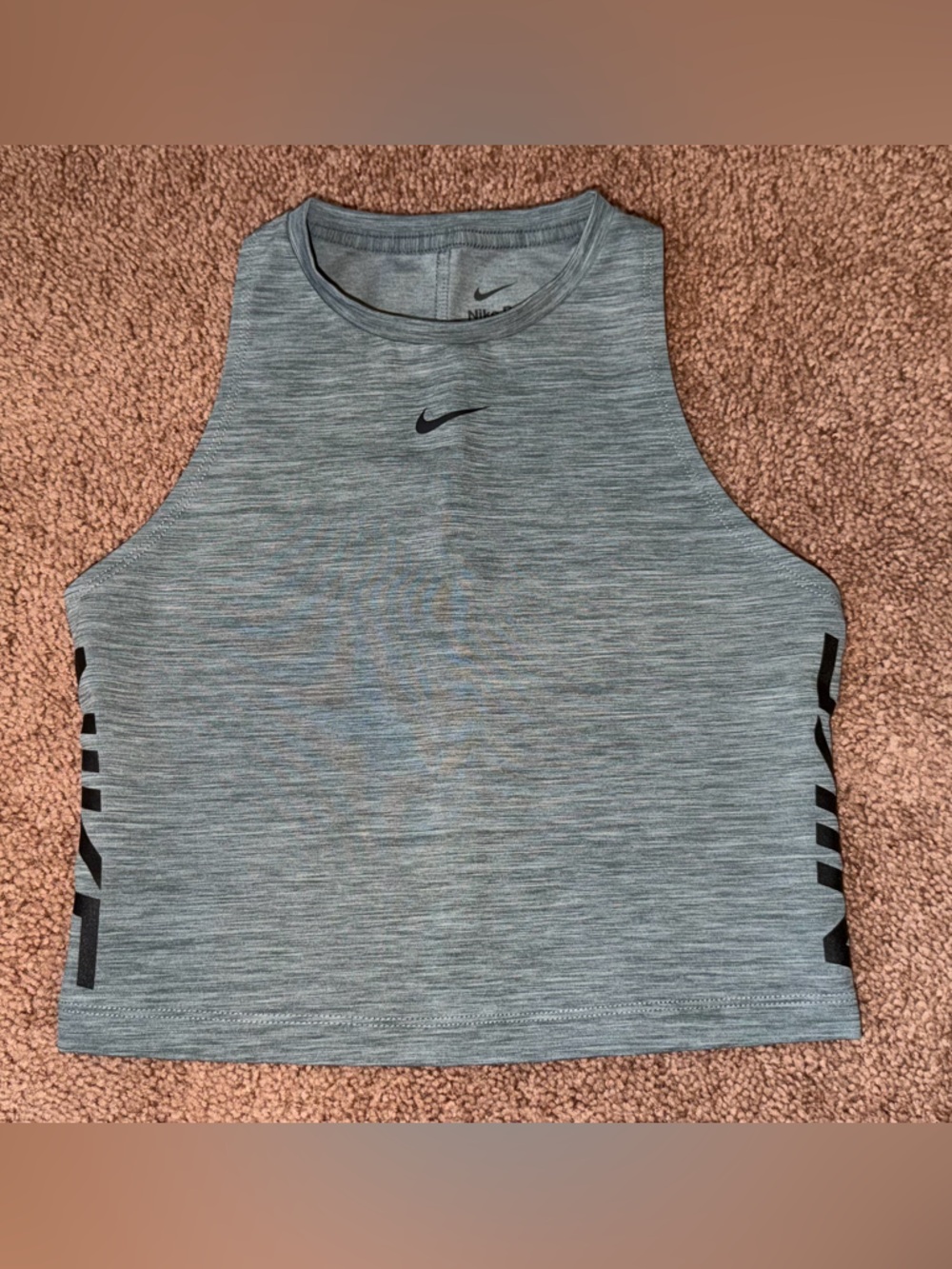 Nike Heather Gray Crop Tank with Black Swoosh
